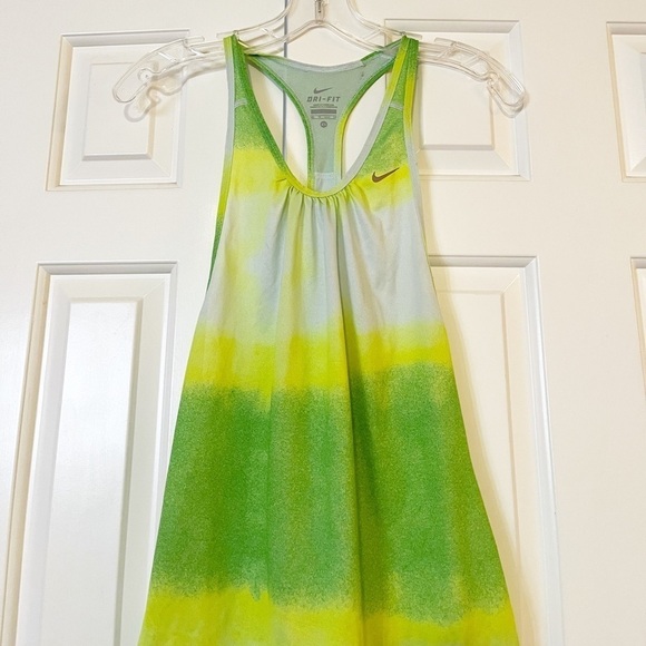 Nike Dri-Fit Sleeveless Racerback Drawstring green, yellow, white, Dress. XS - Picture 3 of 8